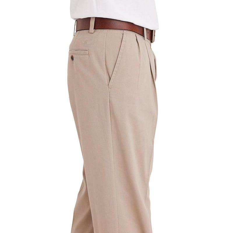 Dockers Men's Classic Fit Easy Khaki Pants-Pleated (Standard and Big & Tall), Timberwolf, 34W x 32L - Image 2